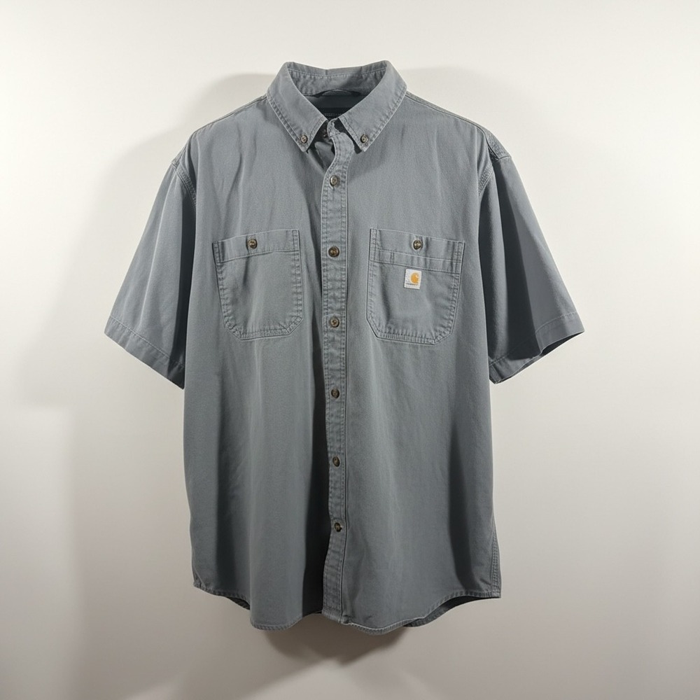 Carhartt Button Down Shirt Mens 2XL Gray Excellent Rugged Flex Relaxed 103555